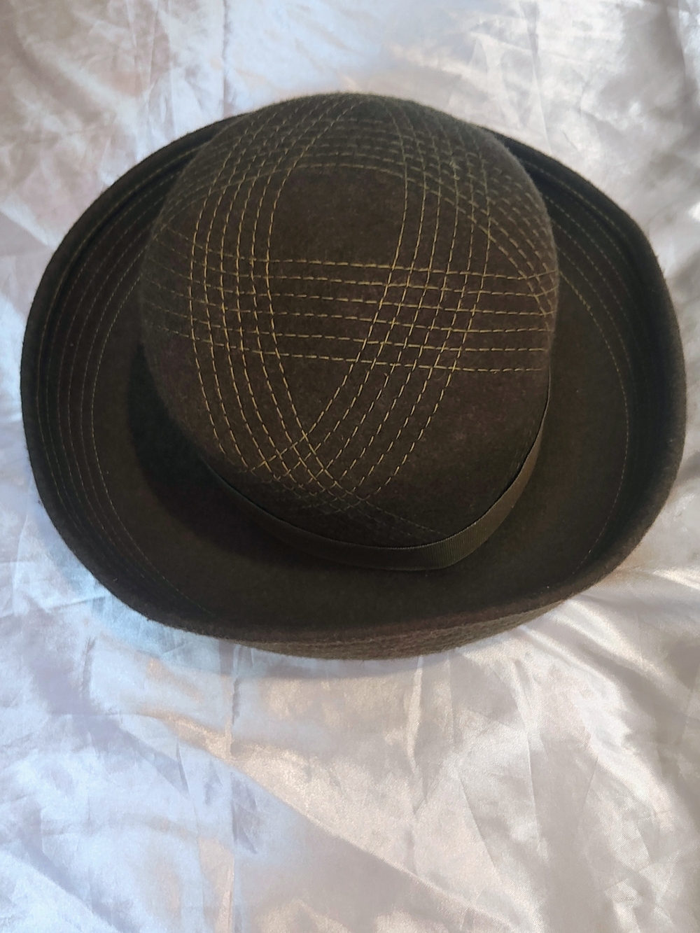 Charter Club Green Wool Fedora with Contrast Stitching